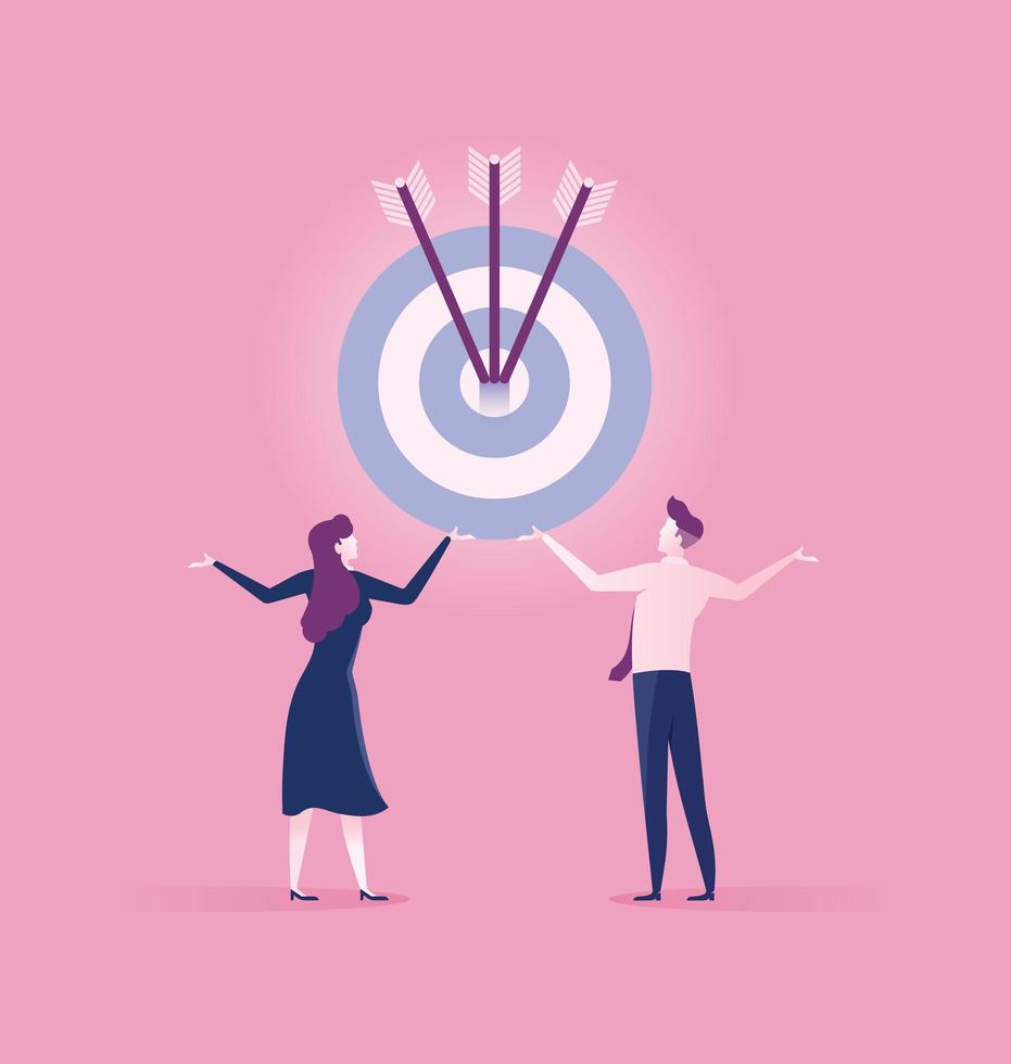 Business people holding target to success vector