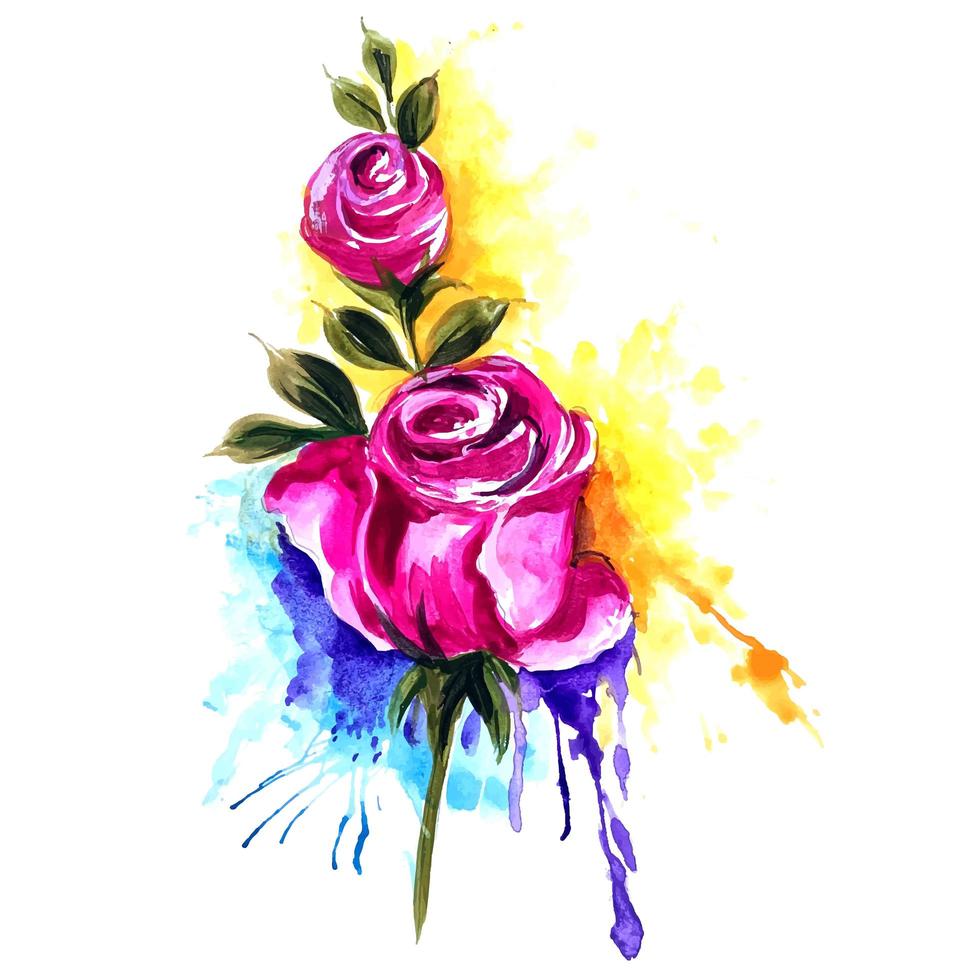 Roses with Colorful Splash Background vector