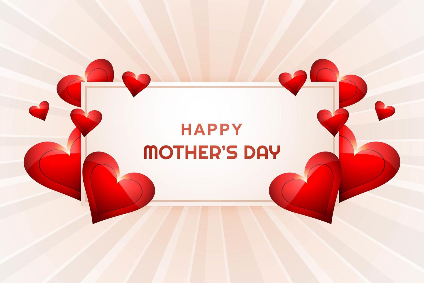 Happy Mother's Day Card Heart Background  vector