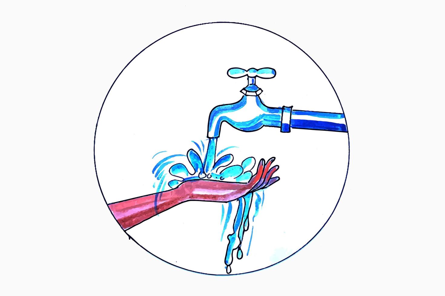 Hand Under Water Faucet vector
