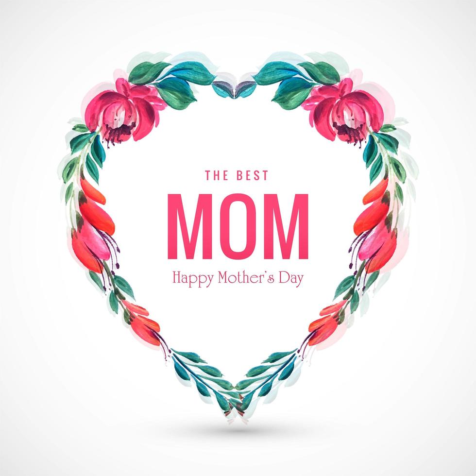 Beautiful mothers day card decorative flowers heart background vector