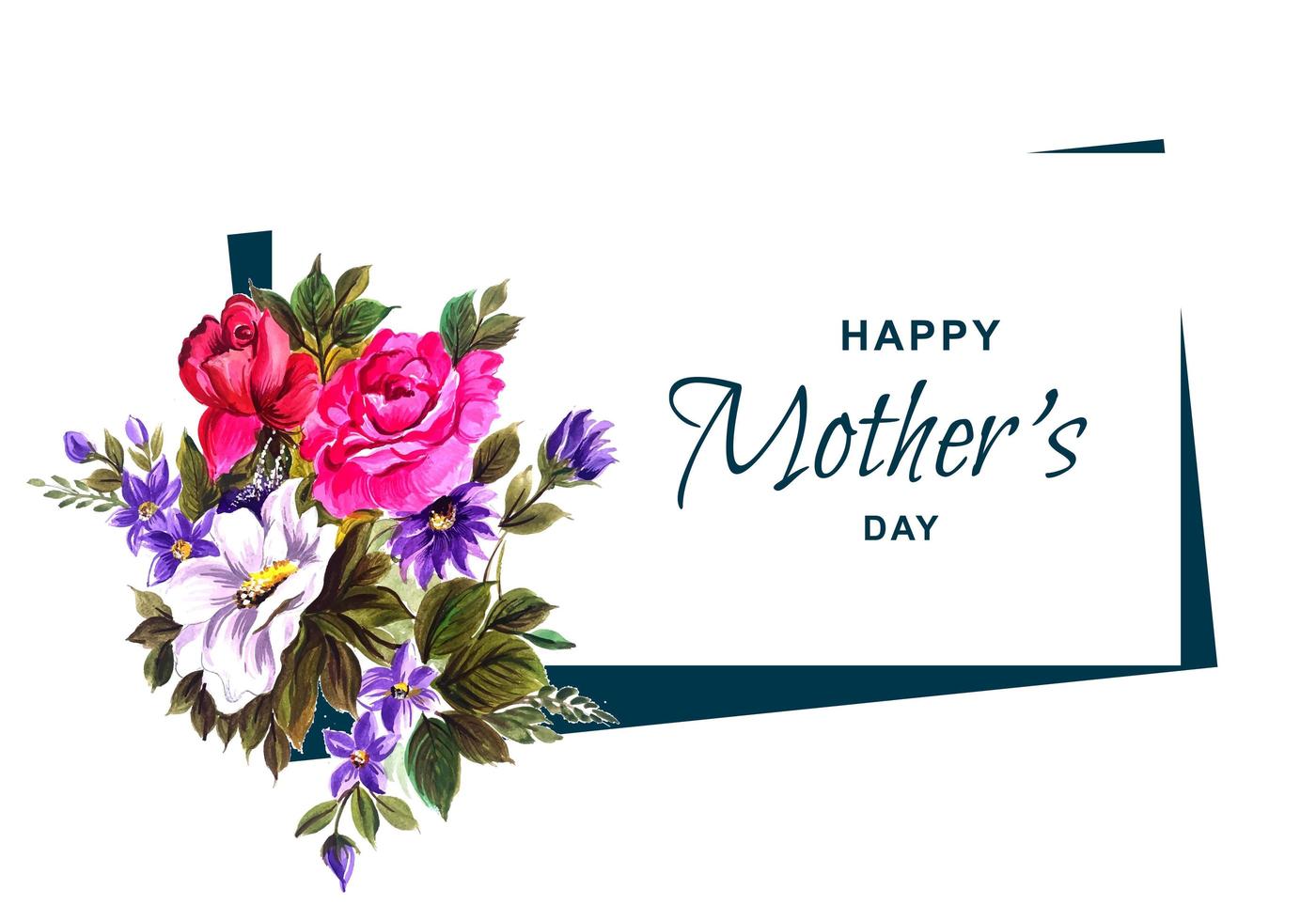 Happy Mother's Day Card with Flower Bouquet vector