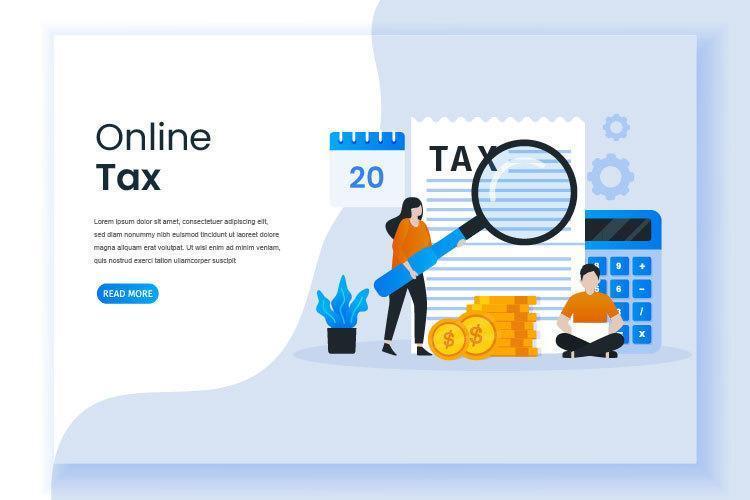 Online tax payment and inspection landing page vector