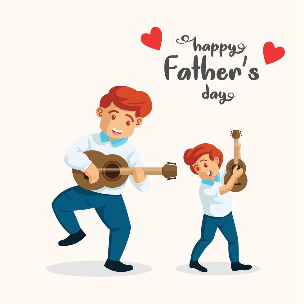 Man playing guitar with his son vector