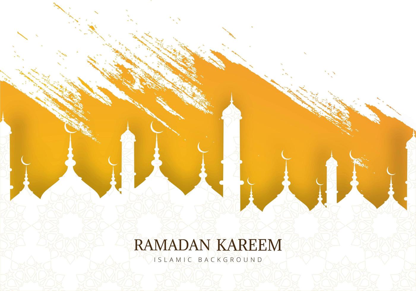 silueta de la mezquita de Ramadán Kareem y pinceladas vector