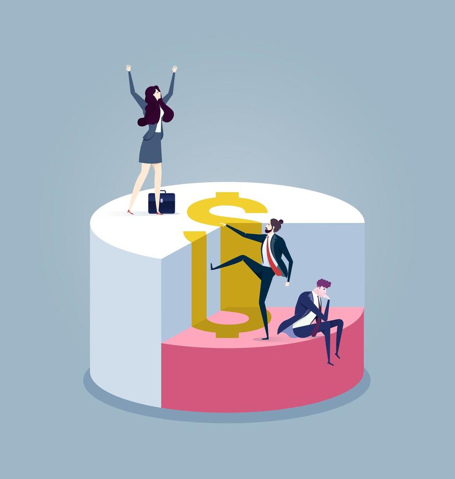 Business people on pie chart vector