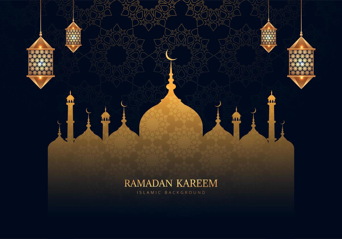 ramadan kareem hermosa silueta de mezquita estampada vector