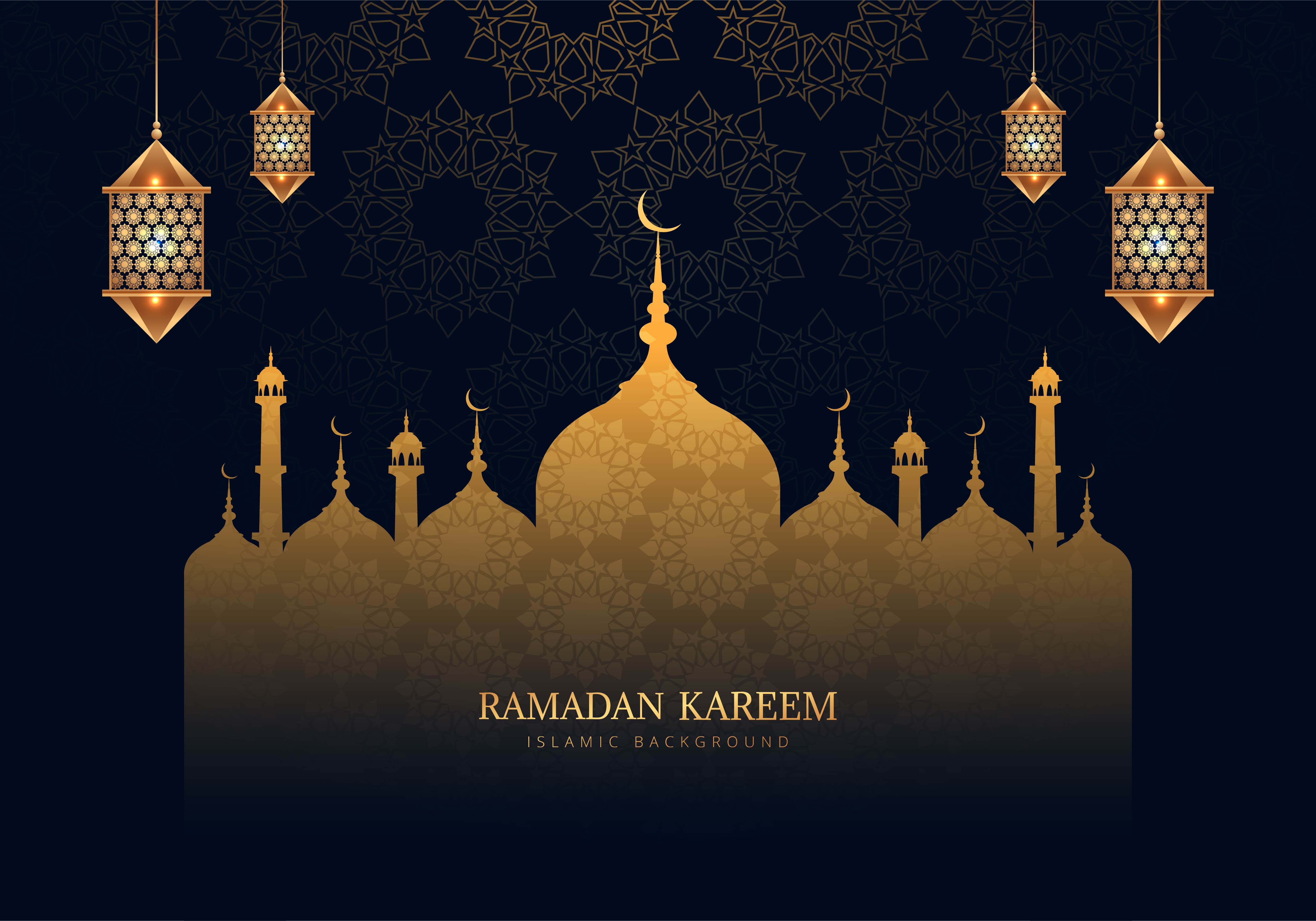 Ramadan Kareem Beautiful Patterned Mosque Silhouette 1053672 Vector Art