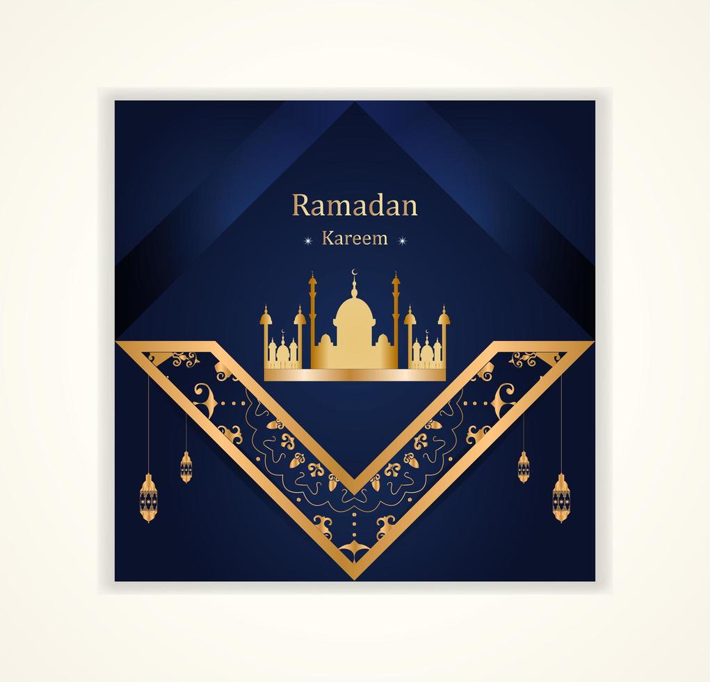 Ramadan Kareem Social Post with Ornate Angled Elements vector