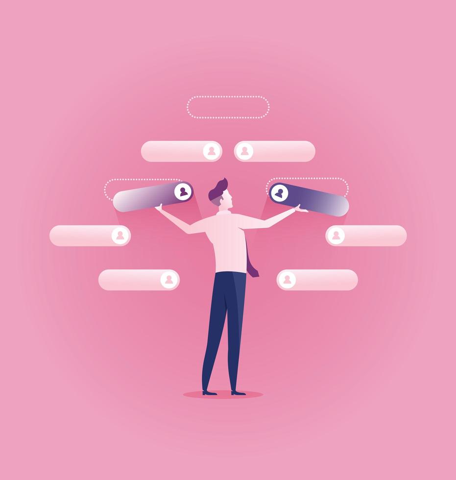 Business man choosing candidates from chart vector