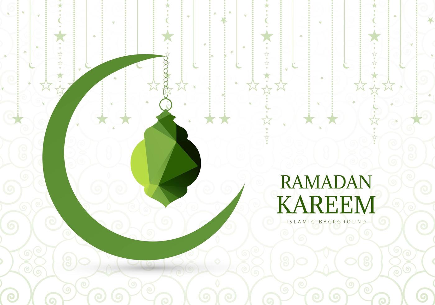Green Crescent Moon Ramadan Greeting Background  vector