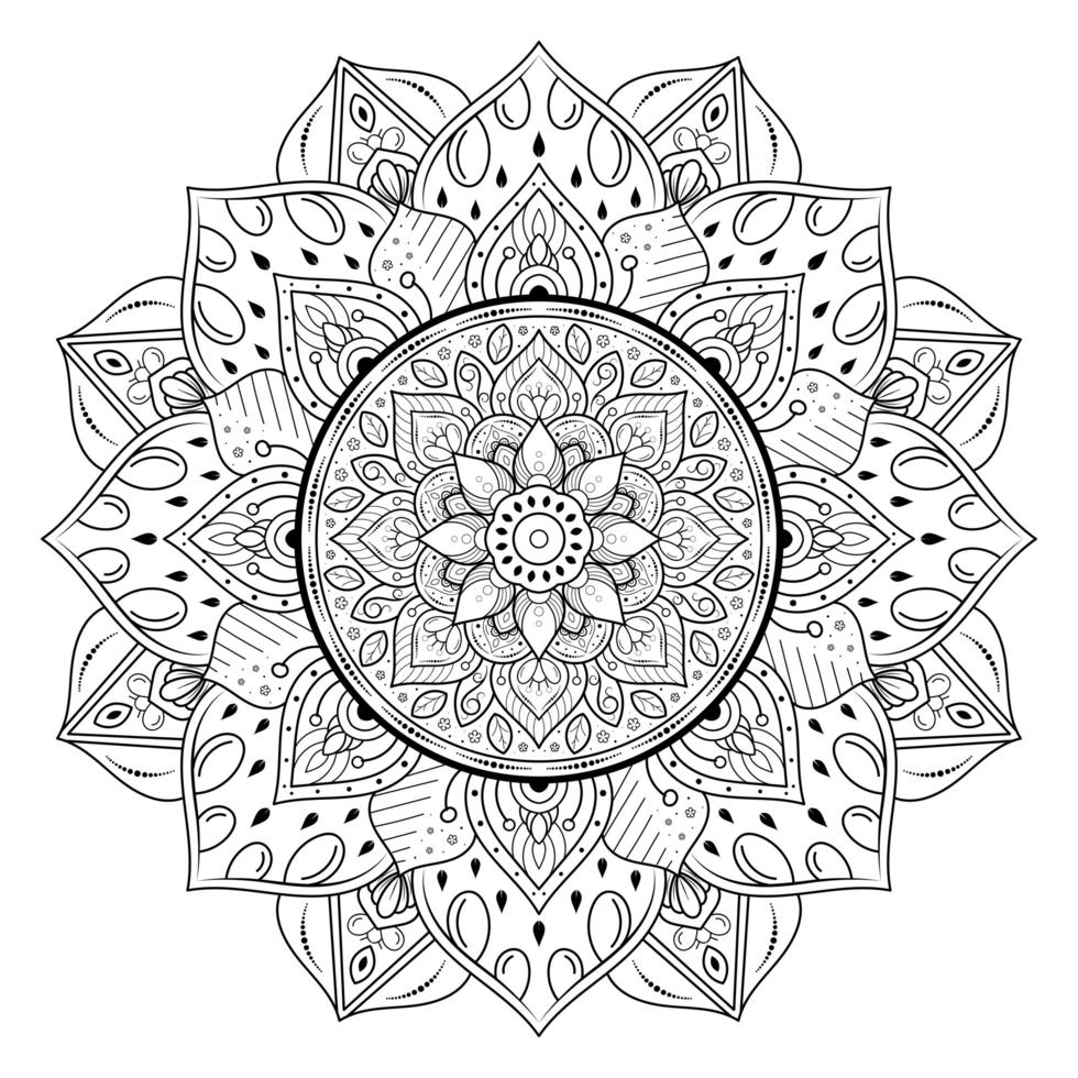 Flower Mandala in Outline Style  vector