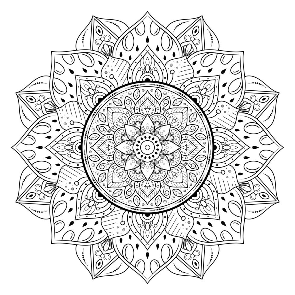 Download Flower Mandala in Outline Style 1053720 Vector Art at Vecteezy