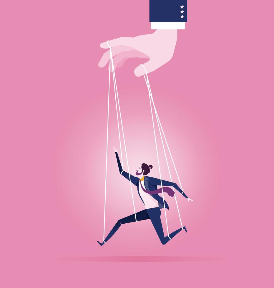 Business man being controlled like marionette vector