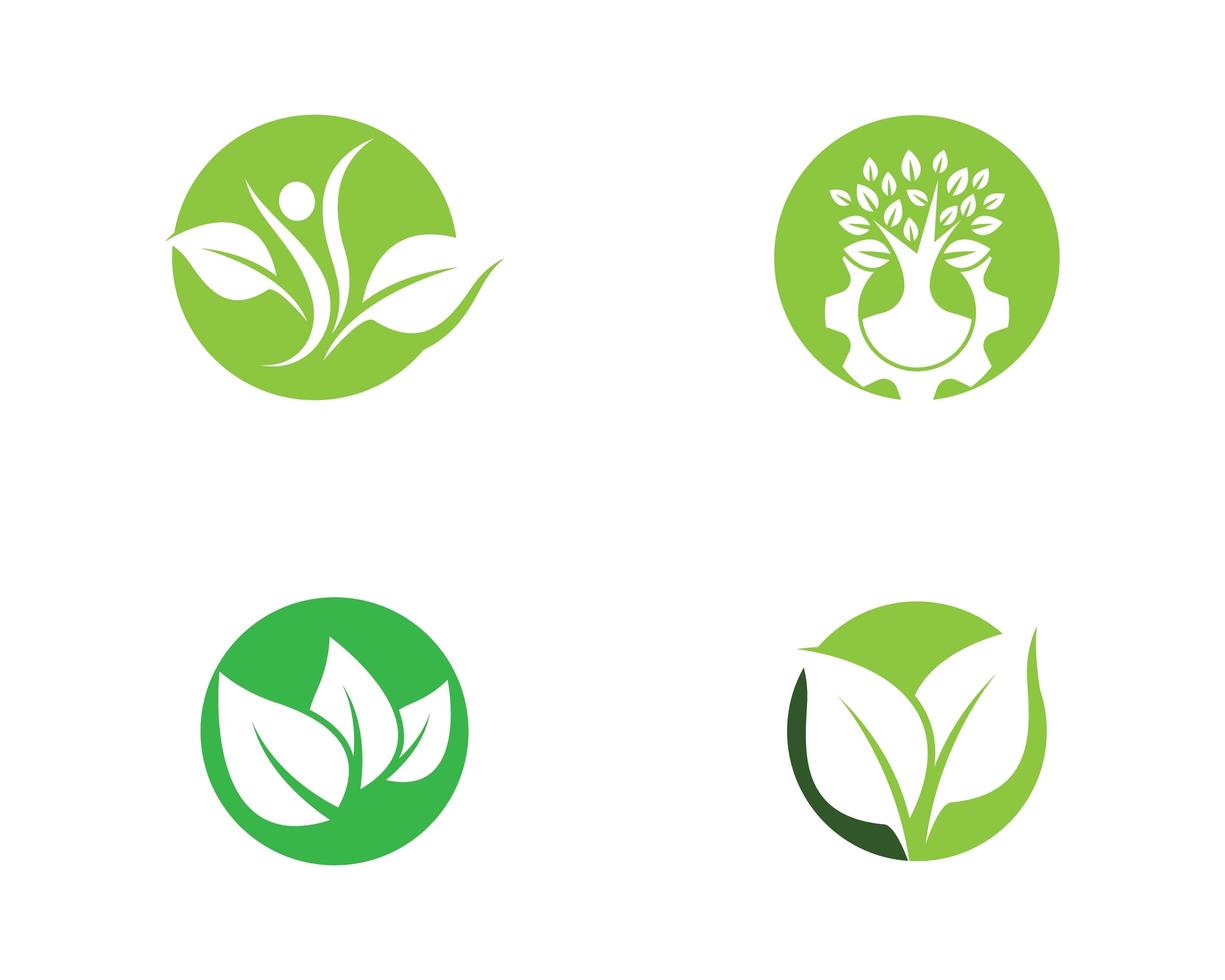 Round Green Ecology Logos Set  vector