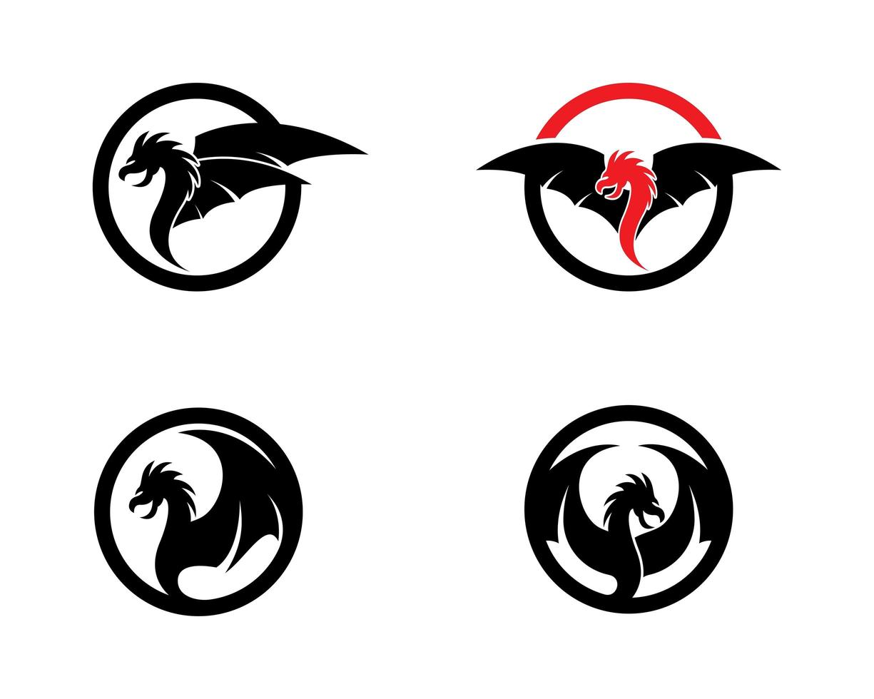 Round Dragon Head Logo Set  vector