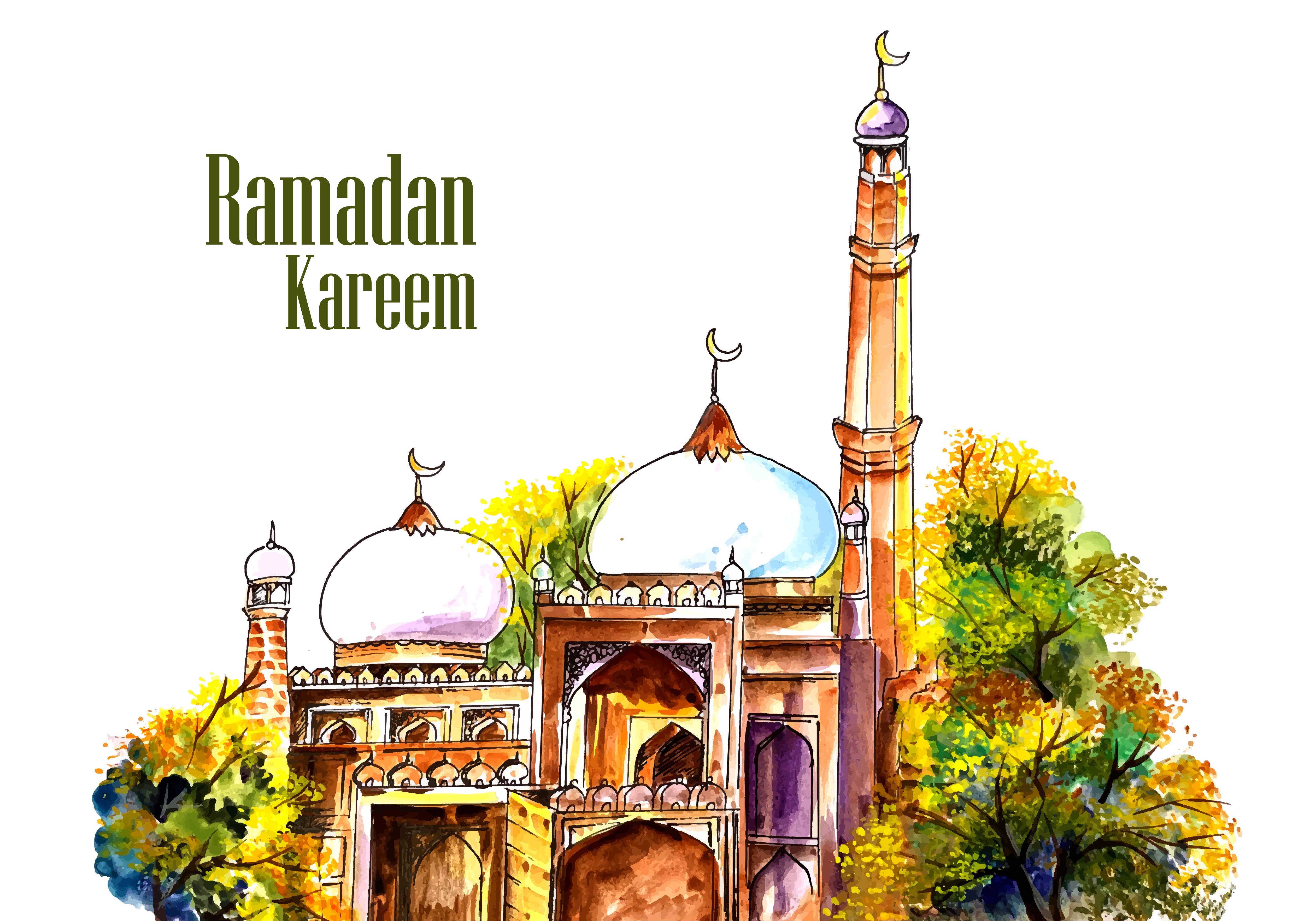 Beautiful Mosque Ramadan Painting Background 1056848 Vector Art at Vecteezy