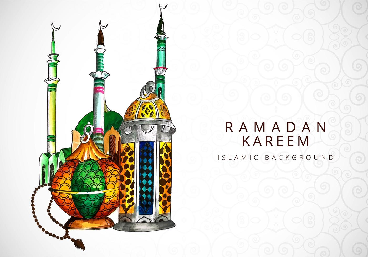 Ramadan Watercolor Background Design  vector