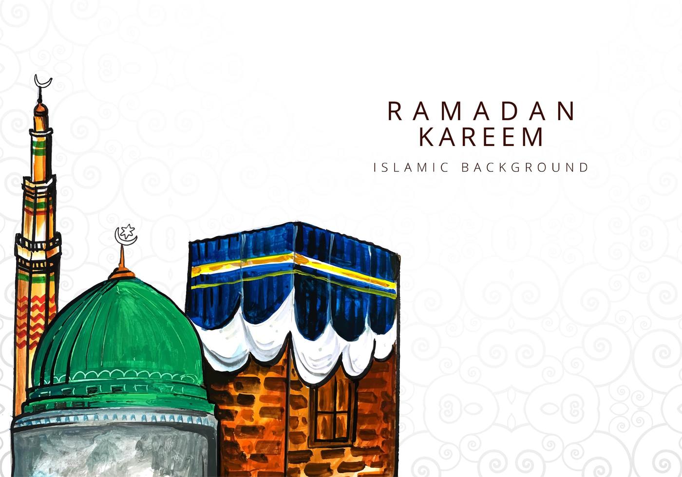 diseño dibujado a mano de Ramadán Kareem vector