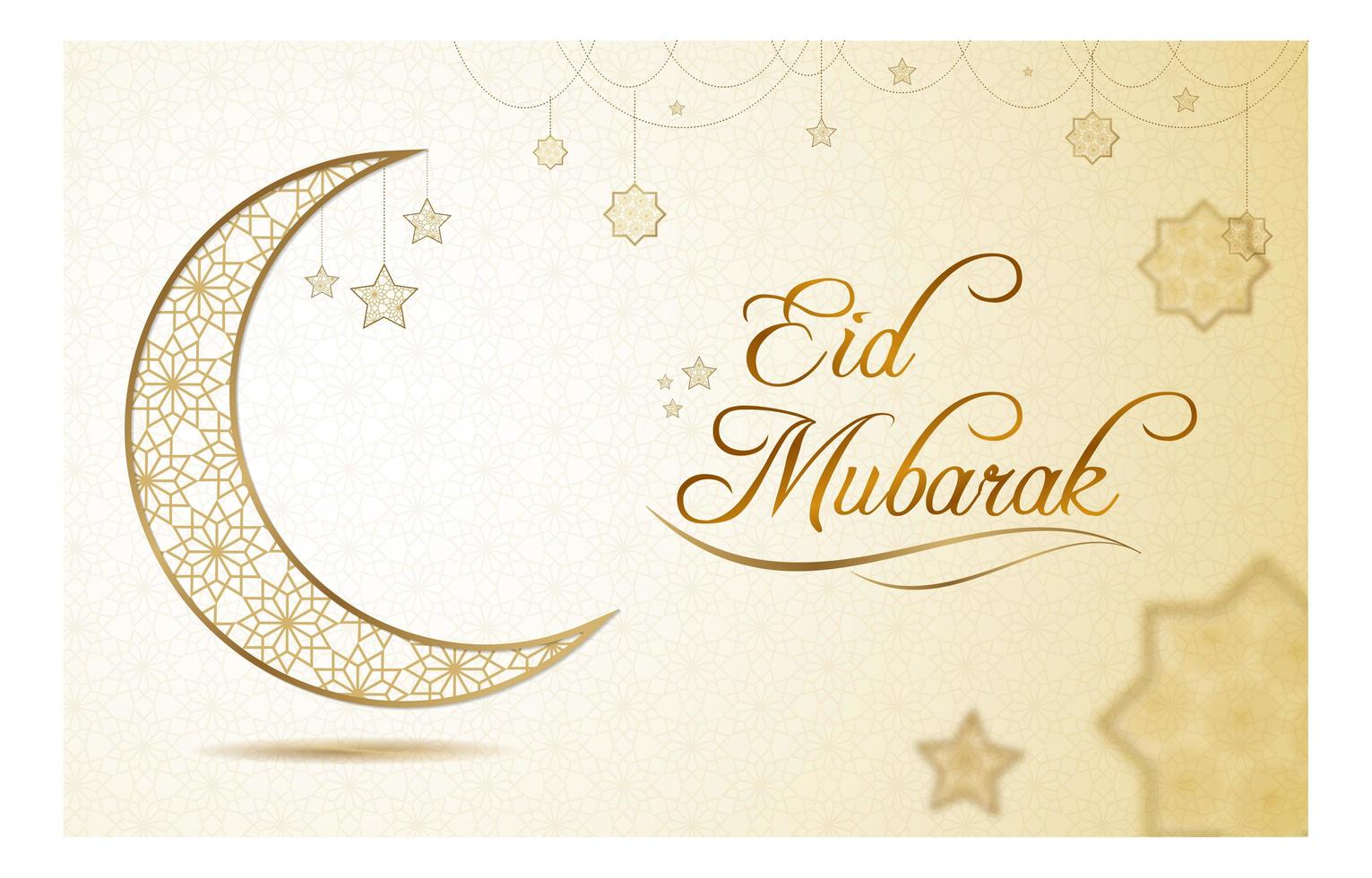 Eid Mubarak Greeting with Gold Star Pattern vector