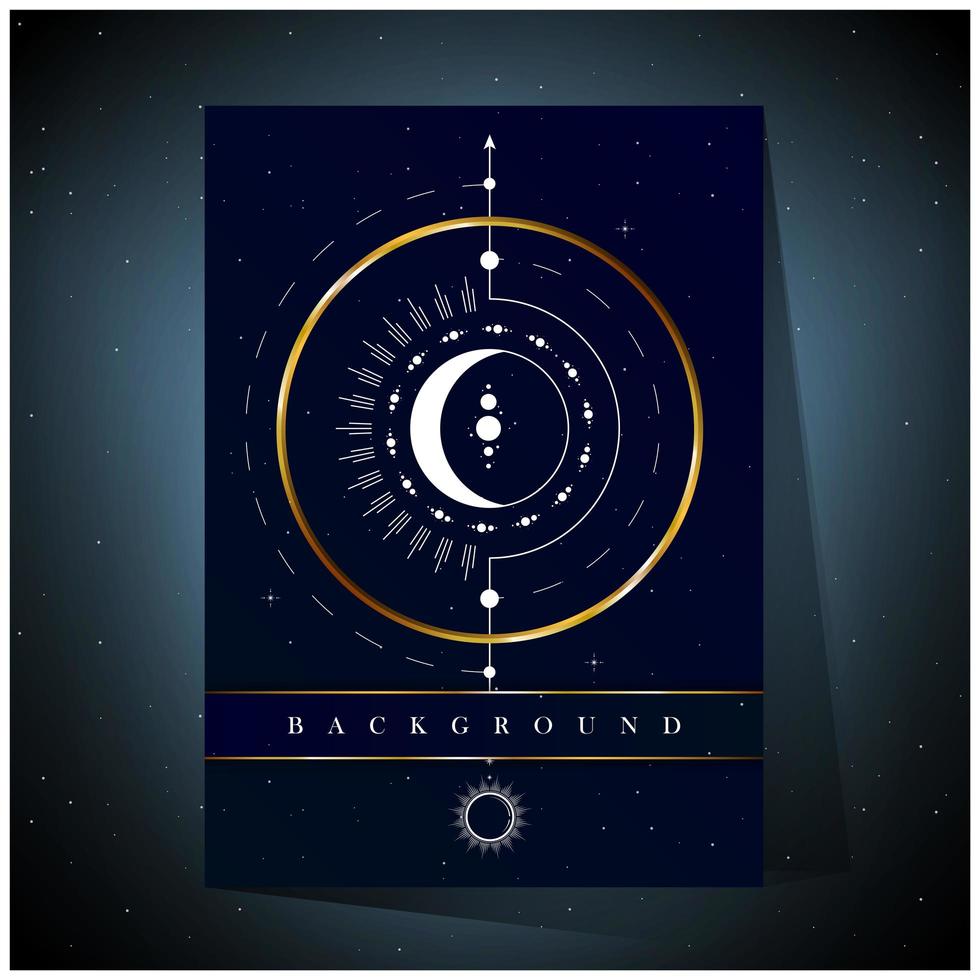 Golden circle and white moon design background vector