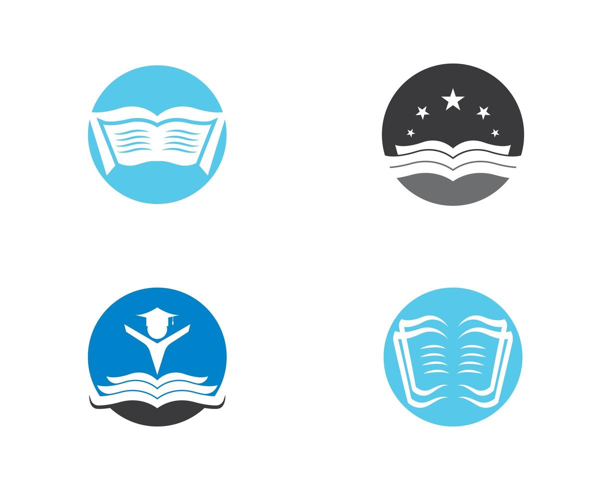 libros en círculos logo icon set vector