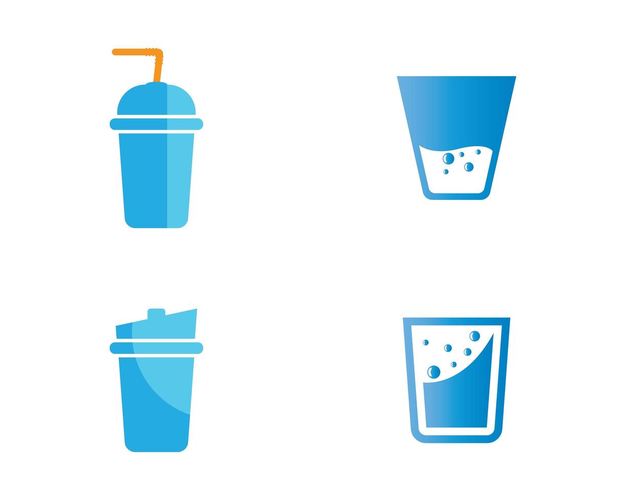 Drinking Glass Icon Set  vector