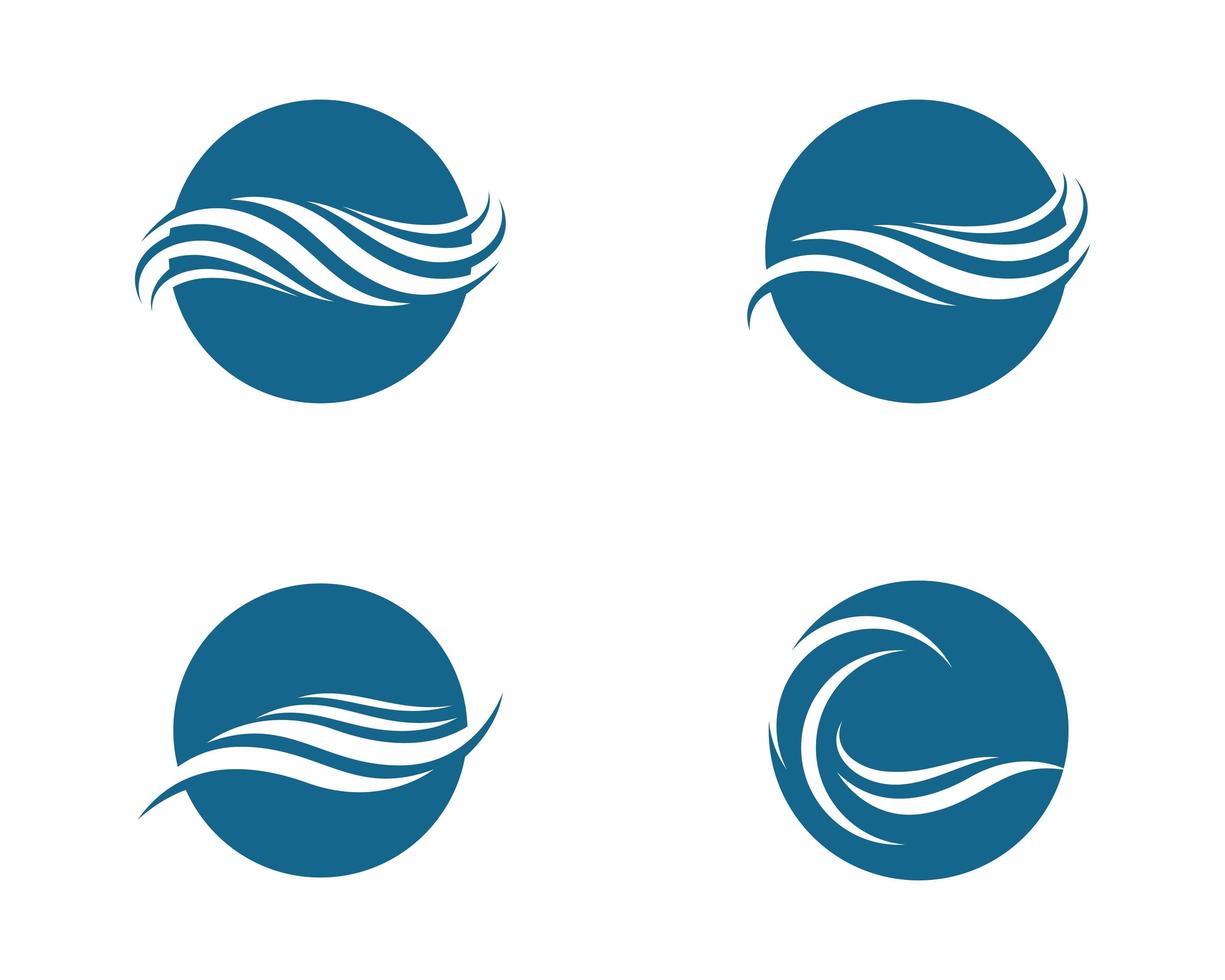 conjunto de logo de onda circular de agua azul vector