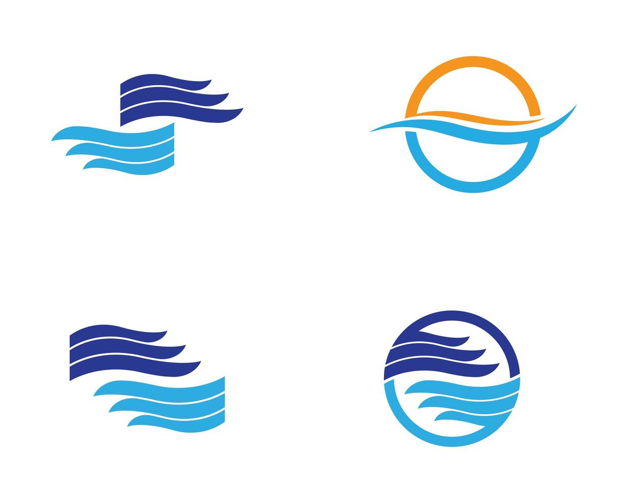 Water Wave Logo Template Set vector