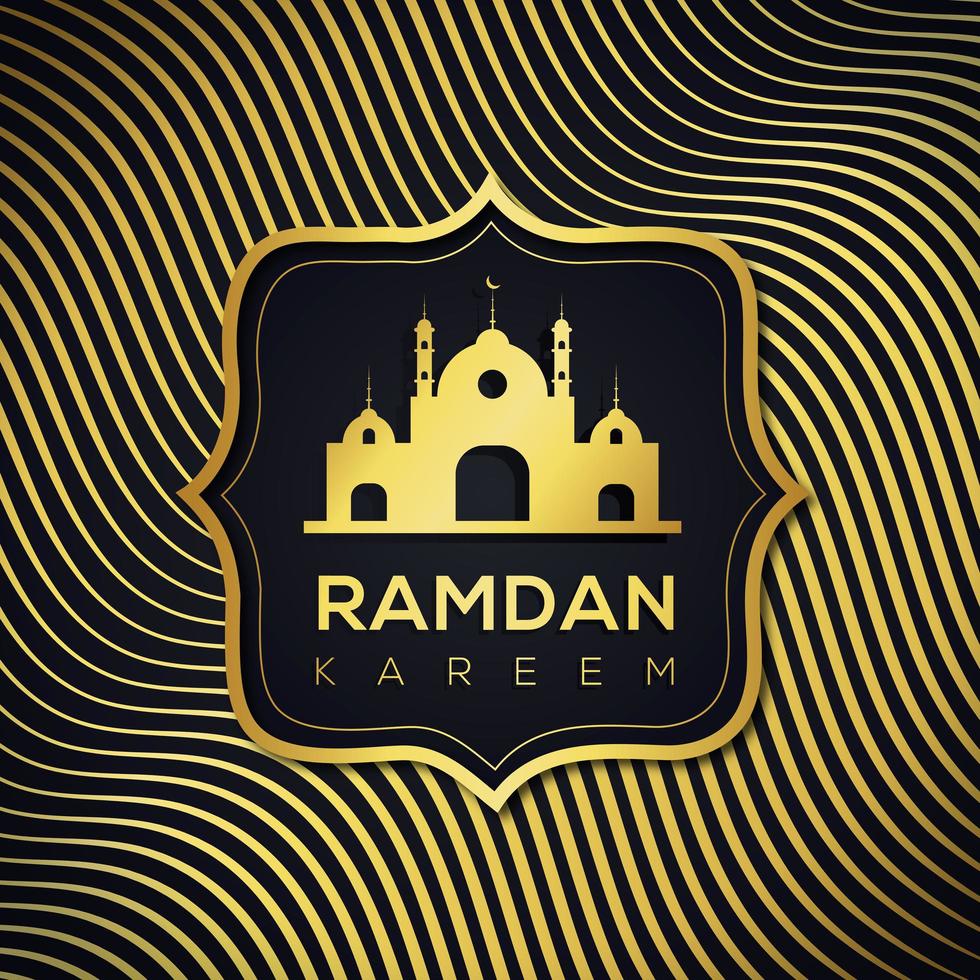 Ramadan Islamic Wavy Golden Line Background vector