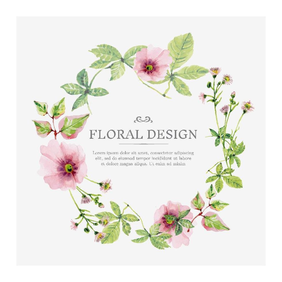 Tender Pink Watercolor Floral Wreath vector