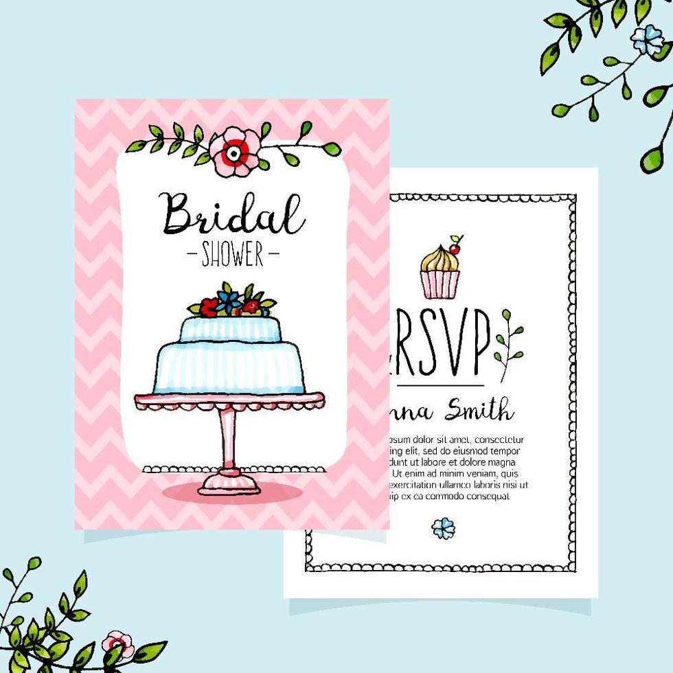 Cute Cartoon Bridal Shower Invitation Template vector