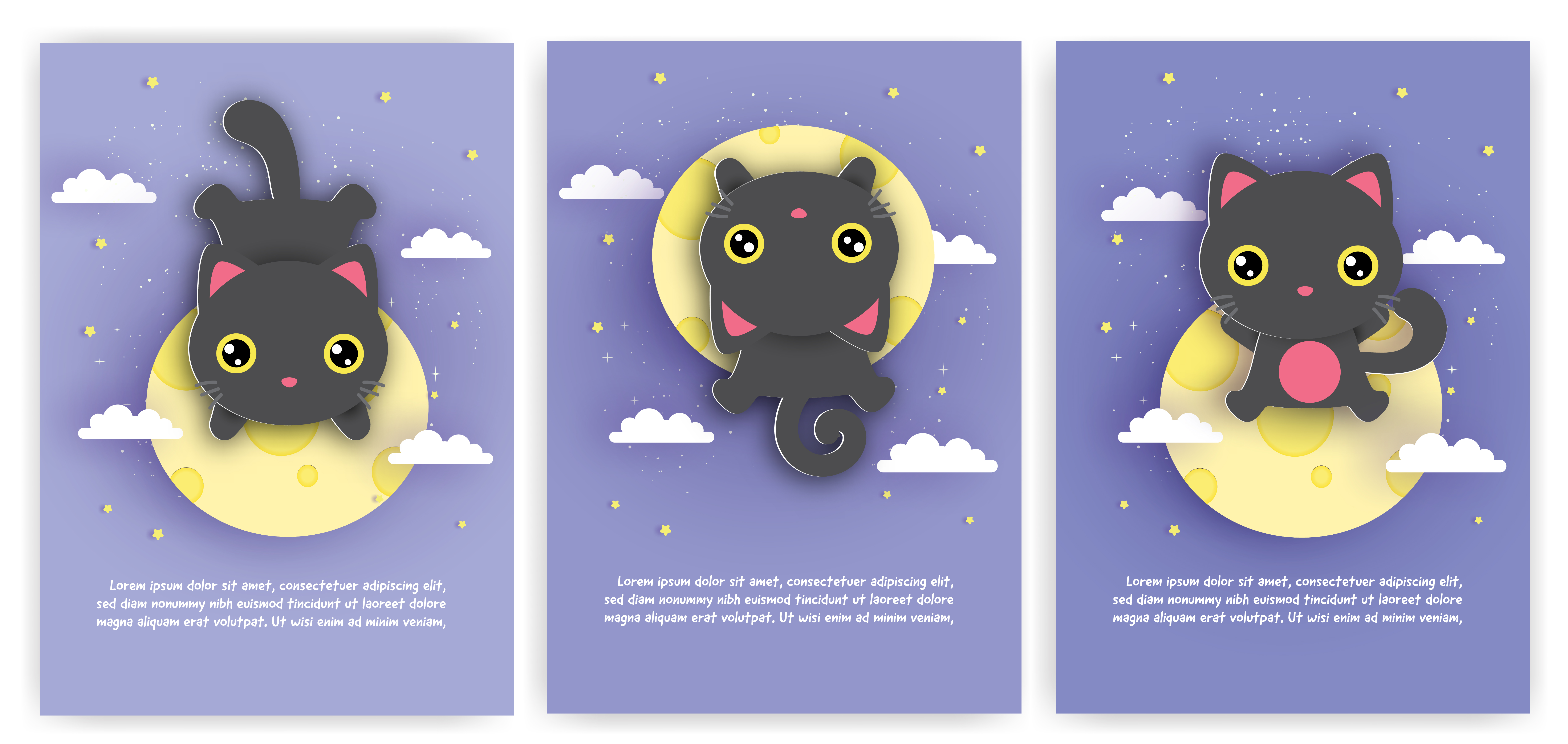 Download Birthday cards with black cat on moon - Download Free ...