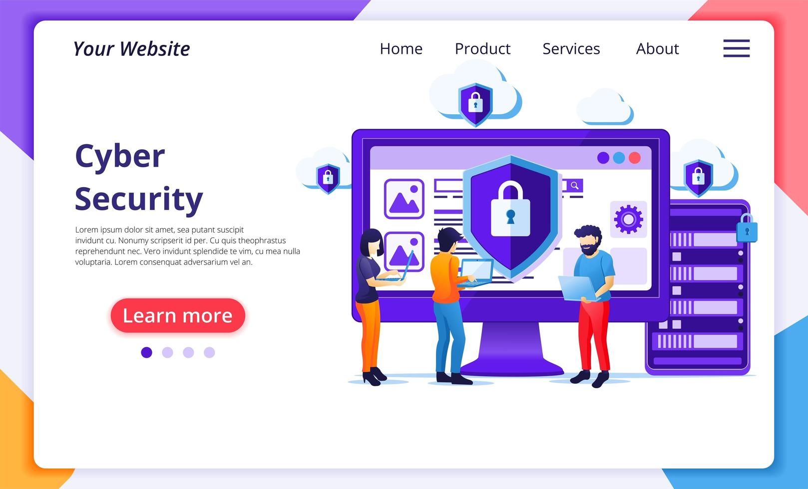 Cyber security concept flat style vector