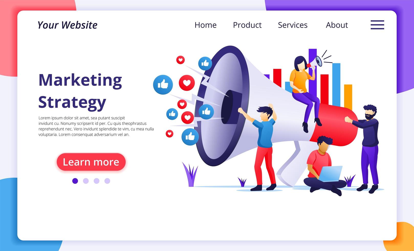 Marketing strategy campaign concept flat style vector