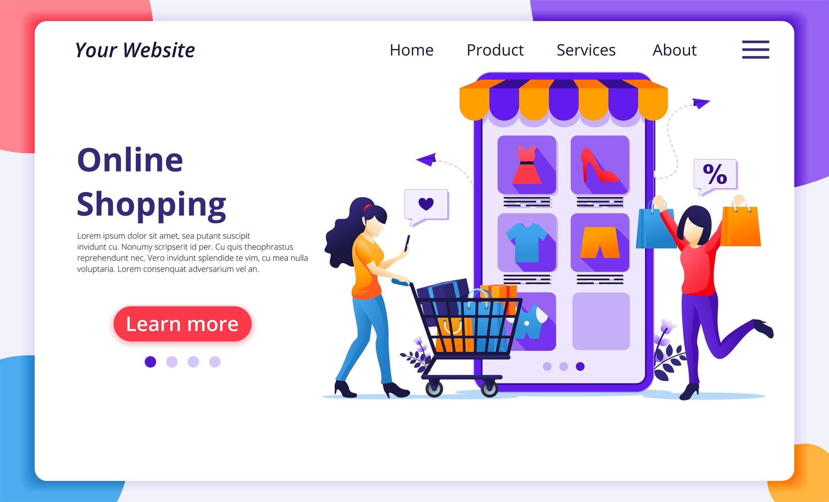 Online shopping concept landing page  vector