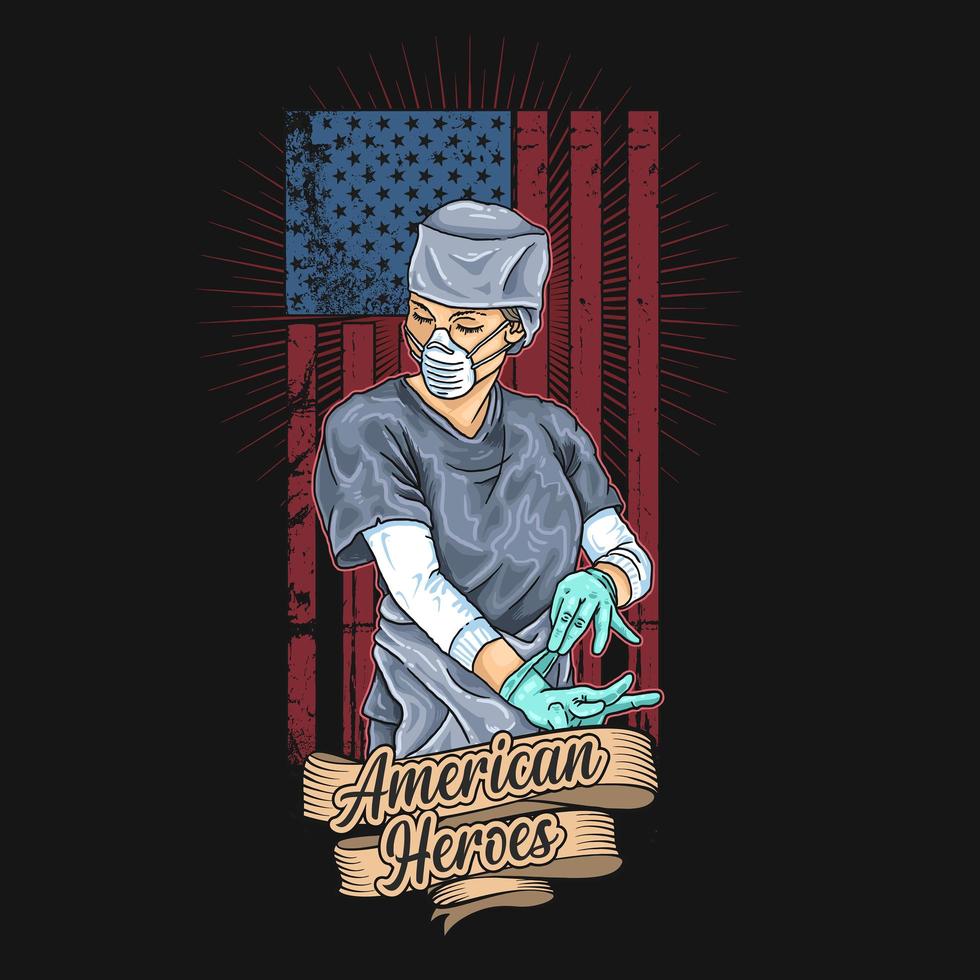 American Healthcare Worker Heroes Poster  vector