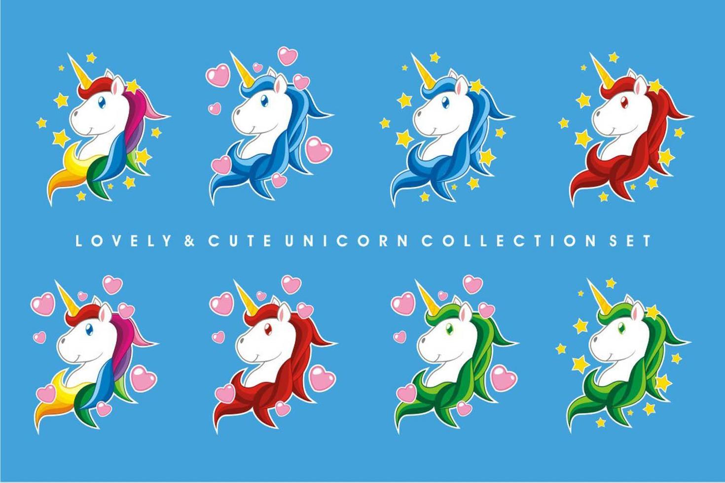 lindo conjunto de colección de unicornio lindo vector