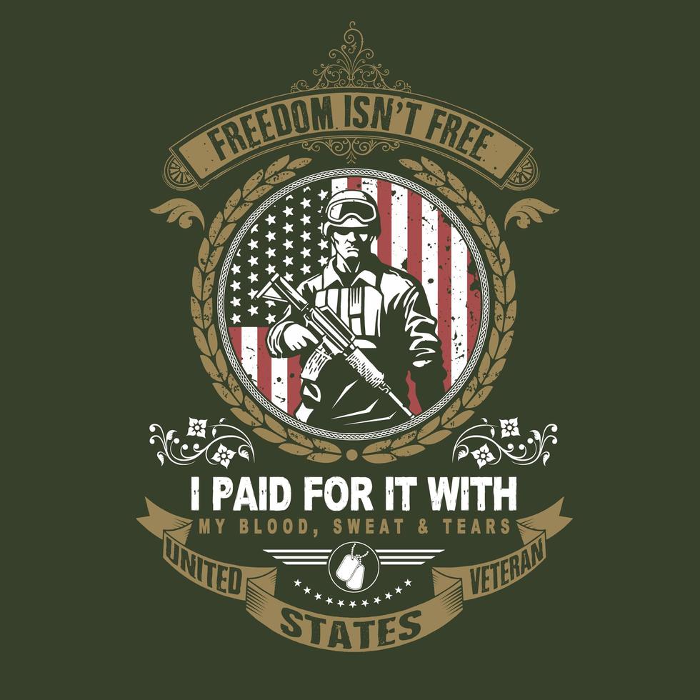 US Veteran Emblem with Soldier  vector