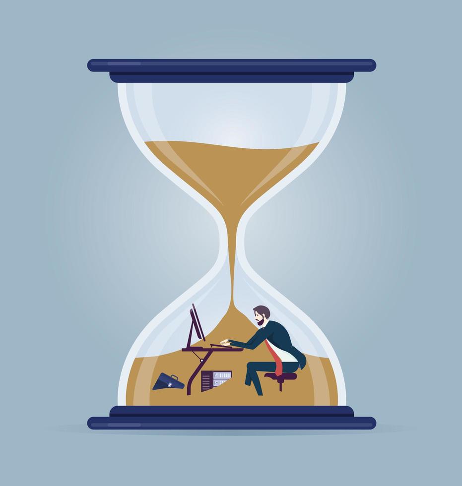 Businessman working inside a hourglass  vector