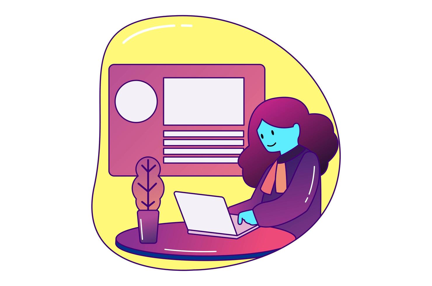 Woman working from home vector