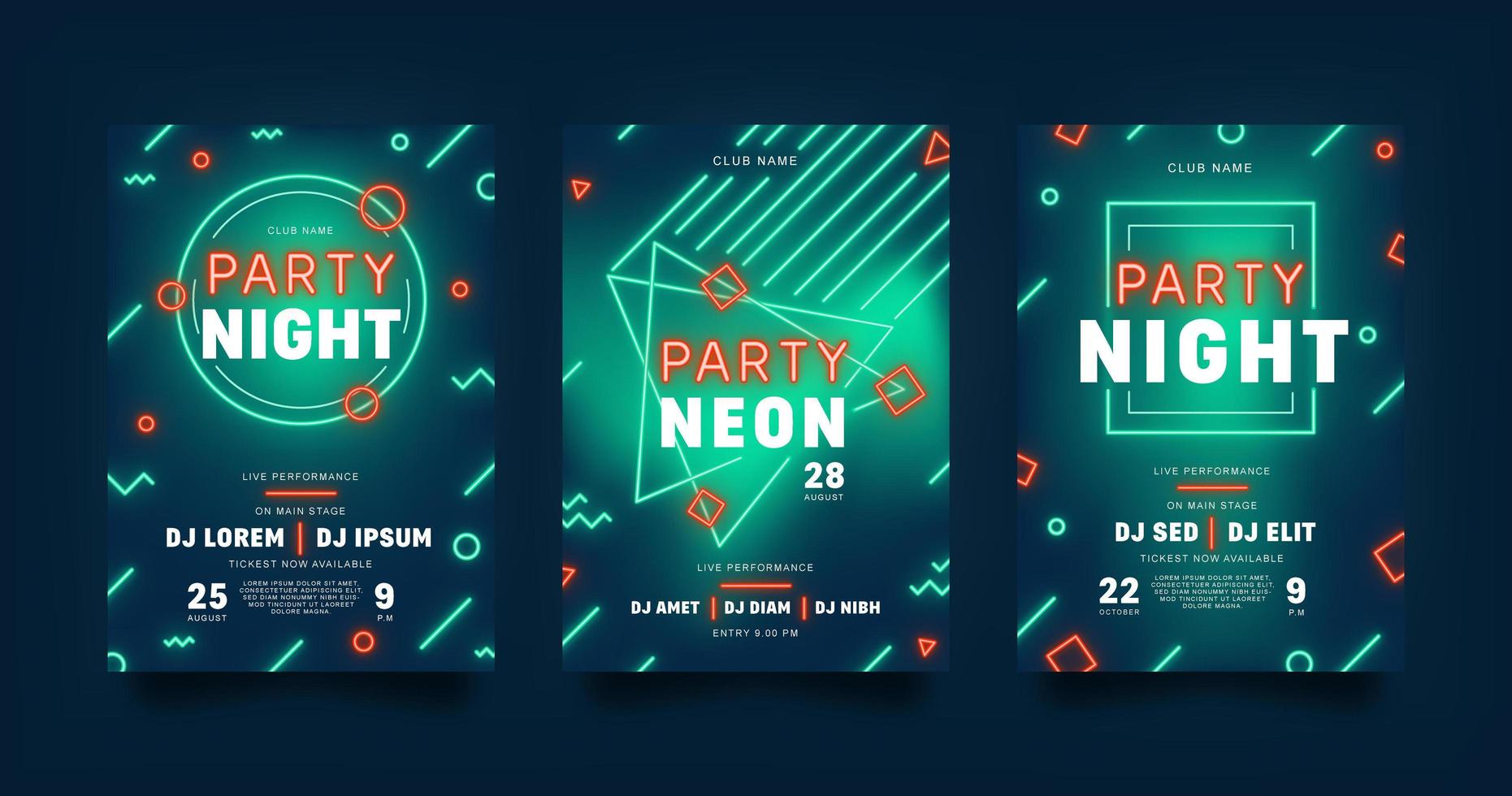 folleto de fiesta de neón vector