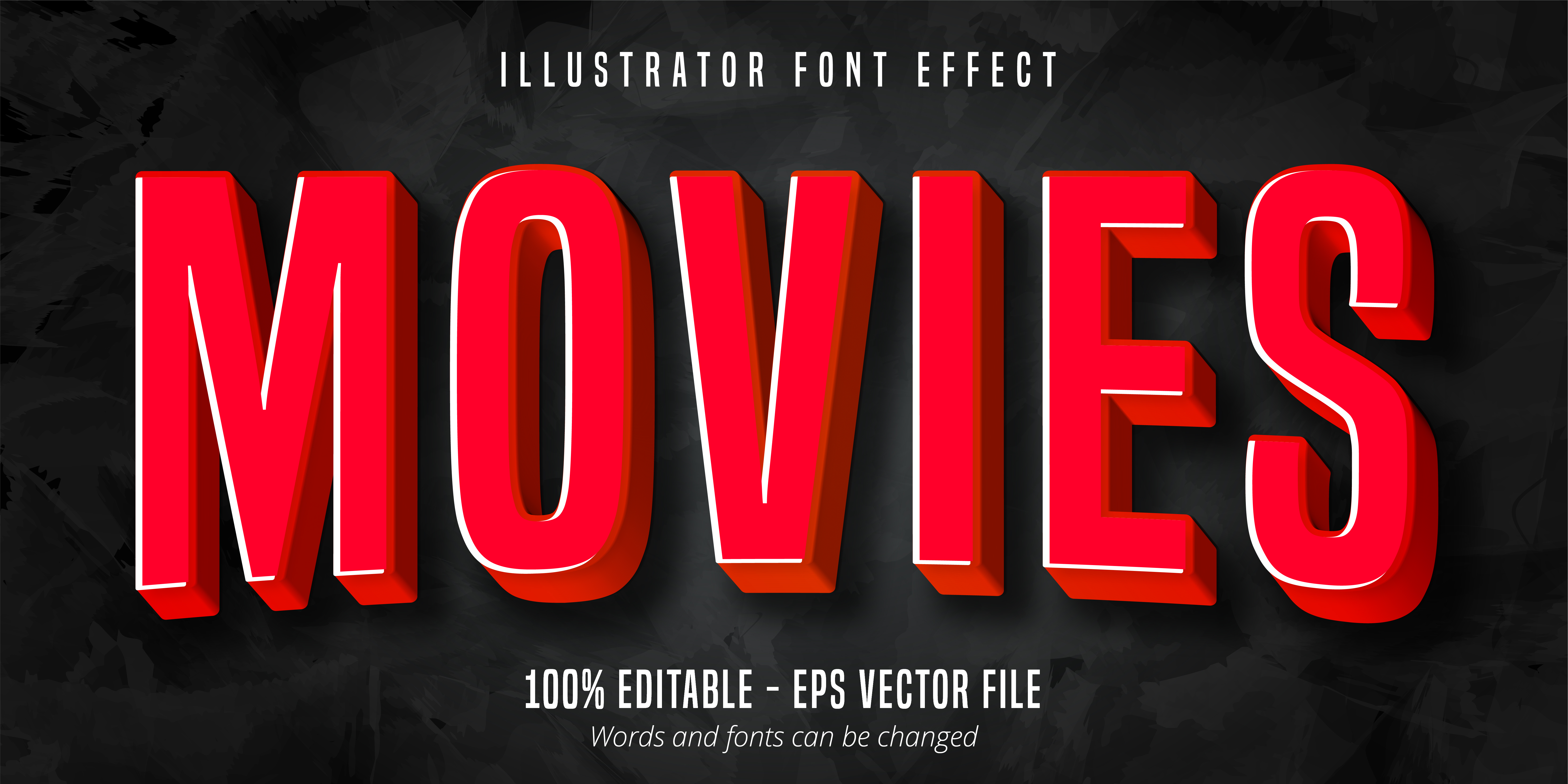 Movies text, 3d red movie style editable font effect 1059957 Vector Art