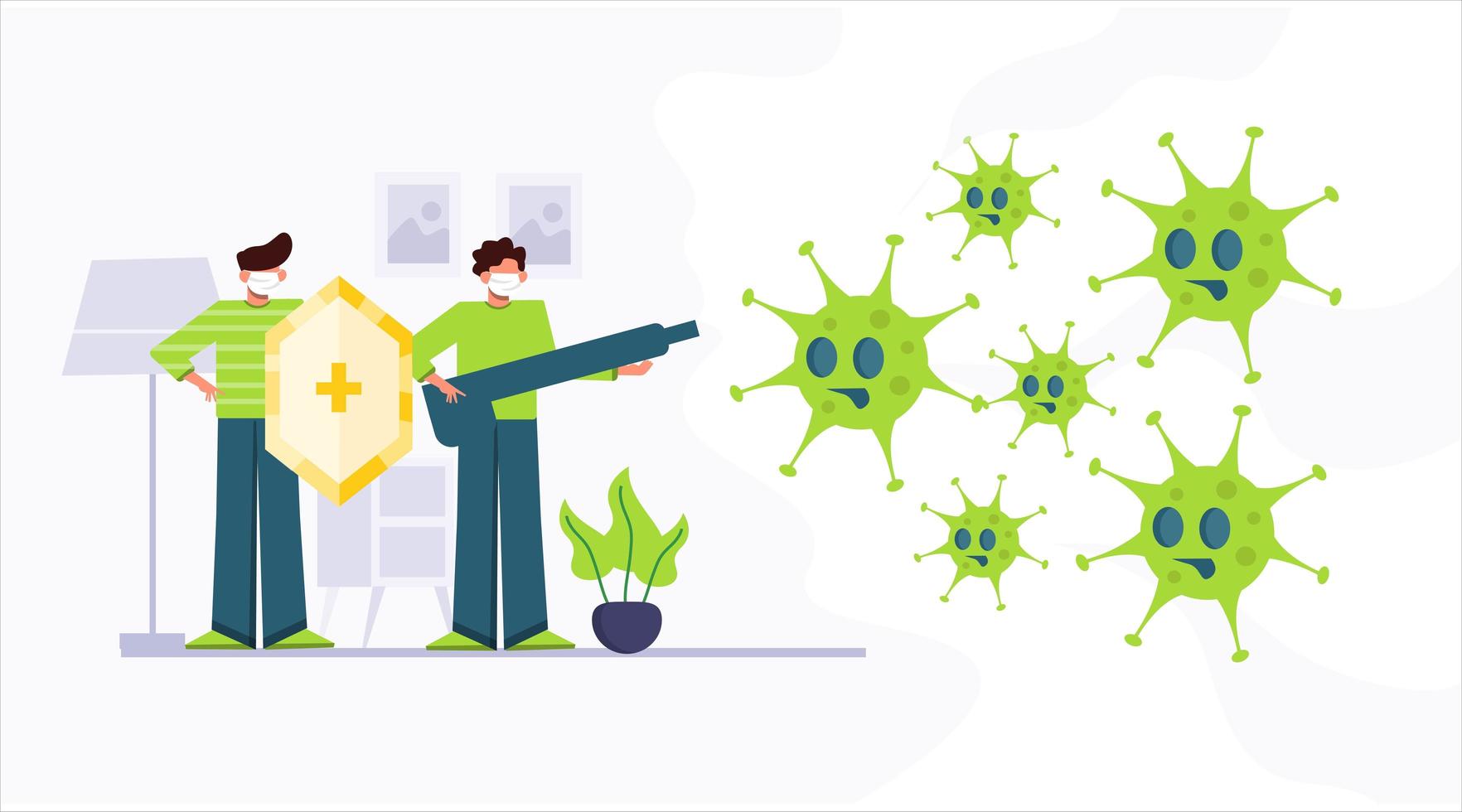 personas que luchan contra el virus de la corona covid-19 vector