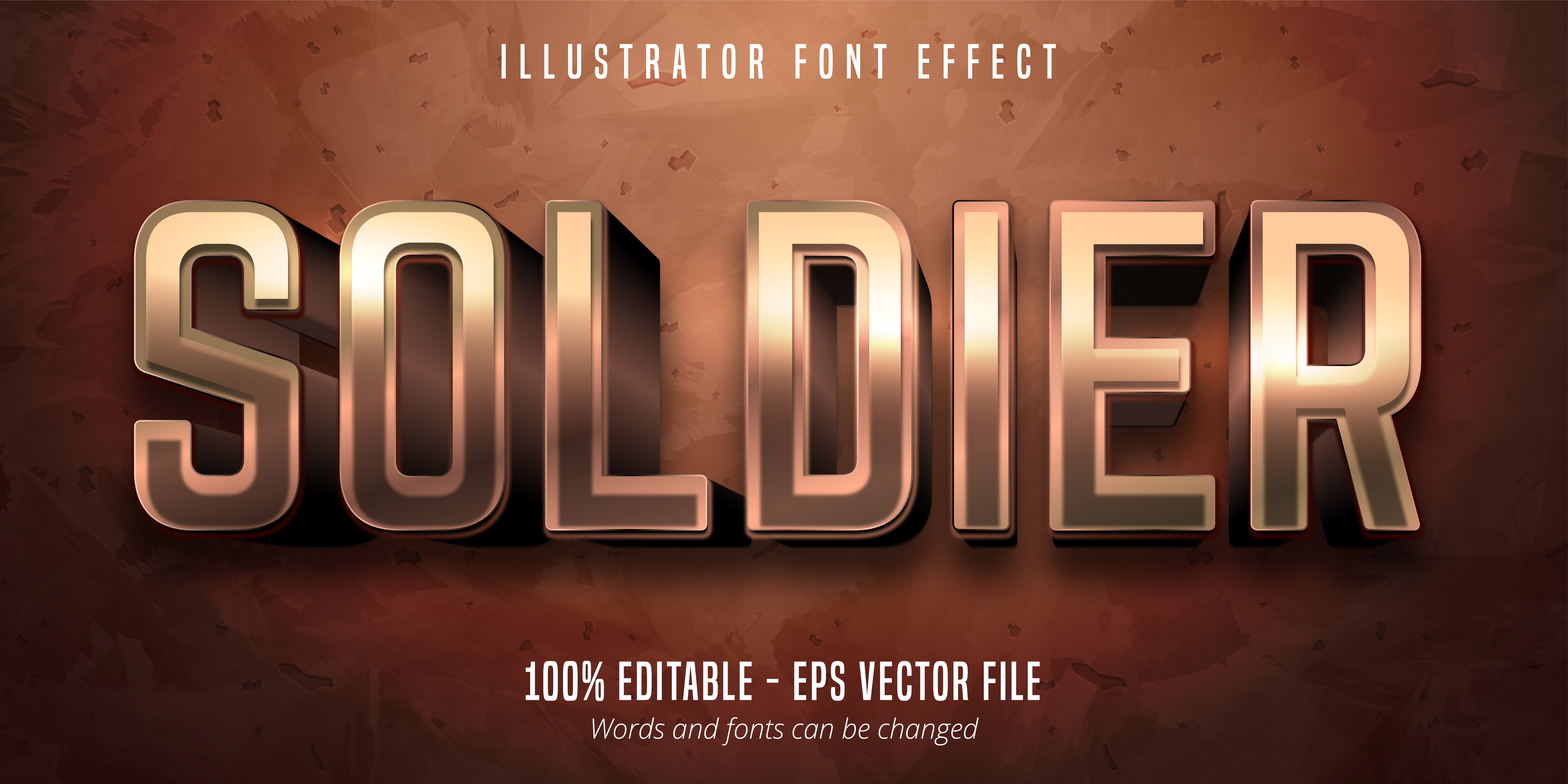 Soldier text, 3d bronze metallic style editable font effect 1059977