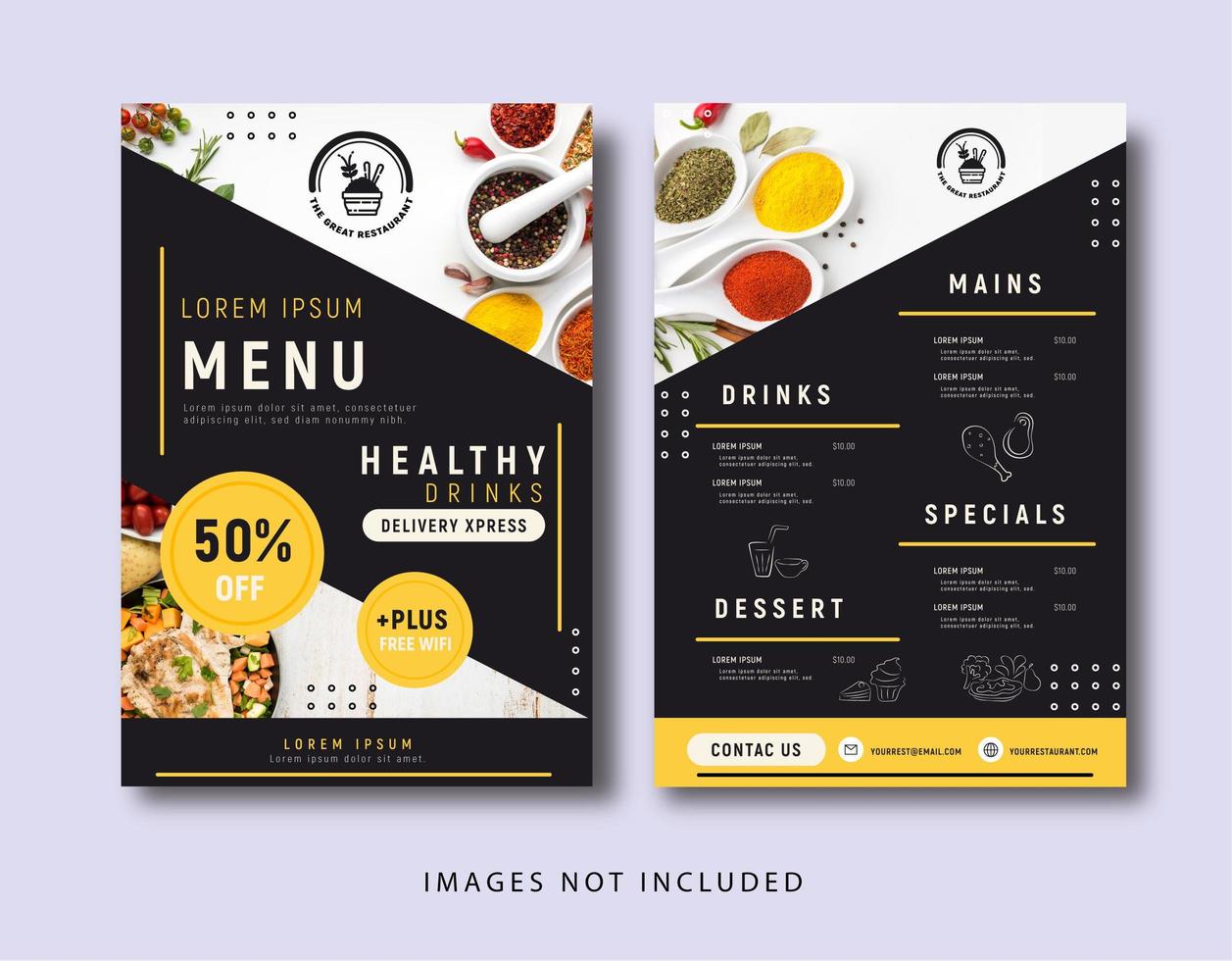 Yellow color restaurant menu  vector