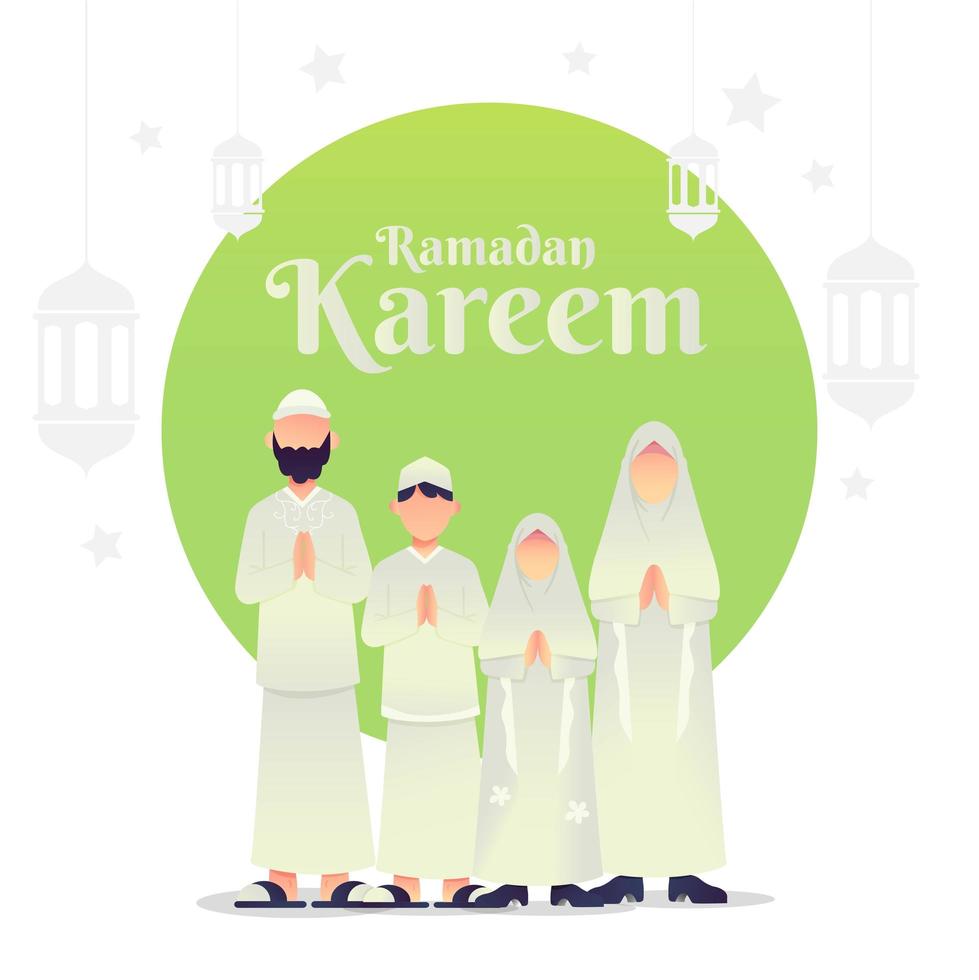 Muslim family greetings for ramadan kareem vector