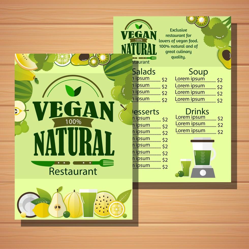 Vegetarian restaurant menu  vector