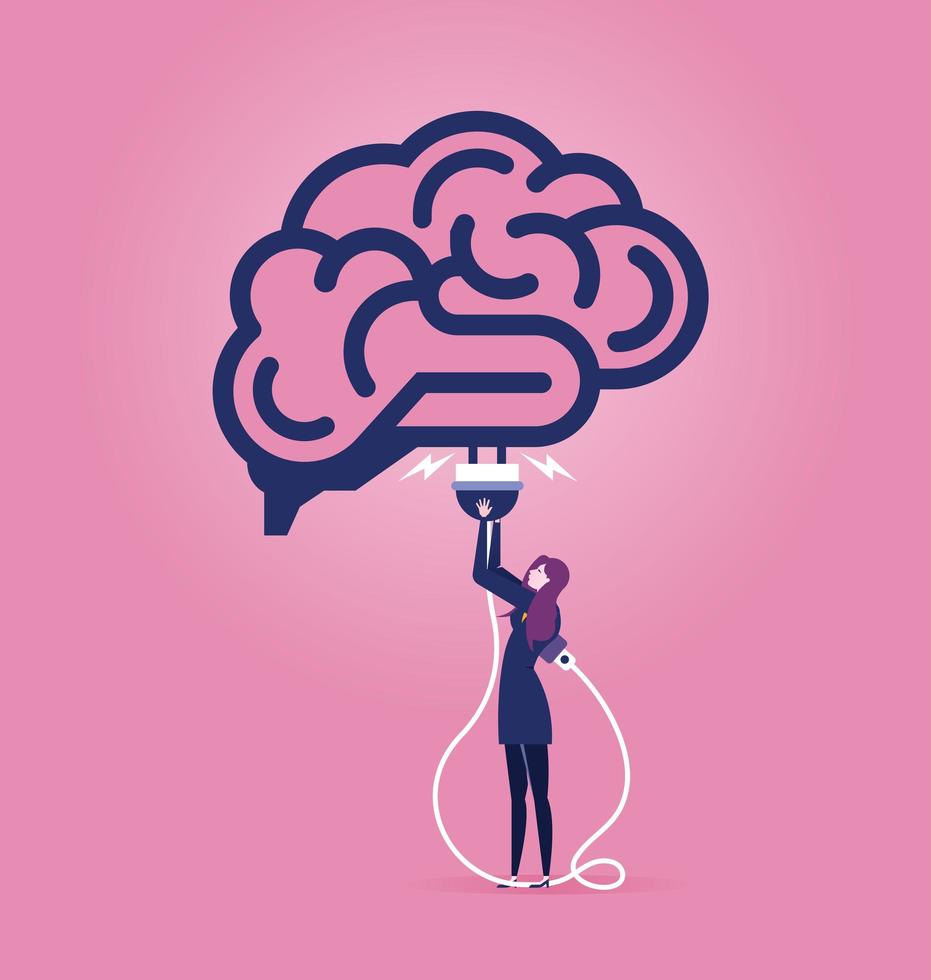 Charging idea brain or cloud computing concept vector