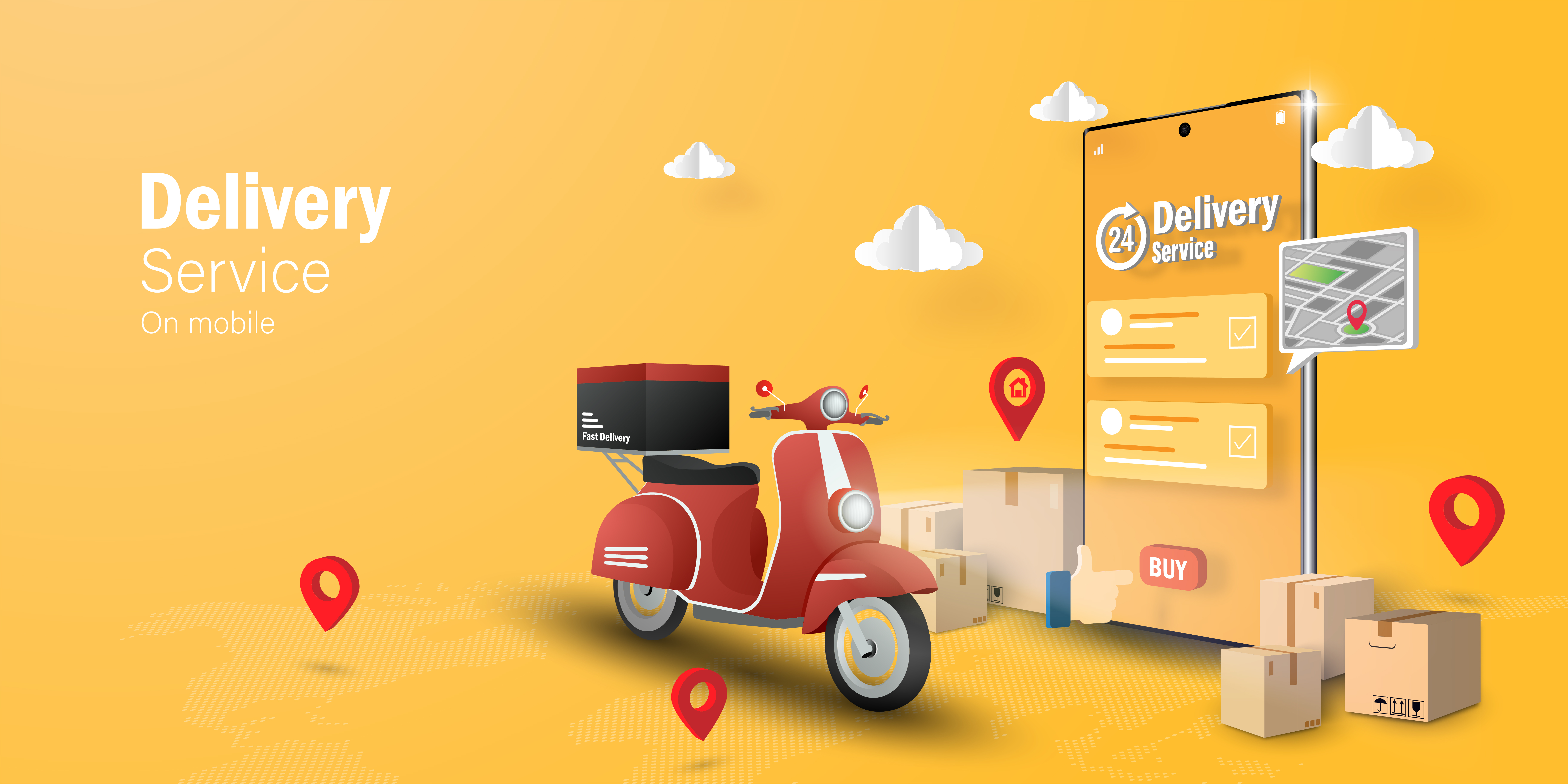 E-commerce concept, Delivery service on mobile application 1060190 Vector Art at Vecteezy